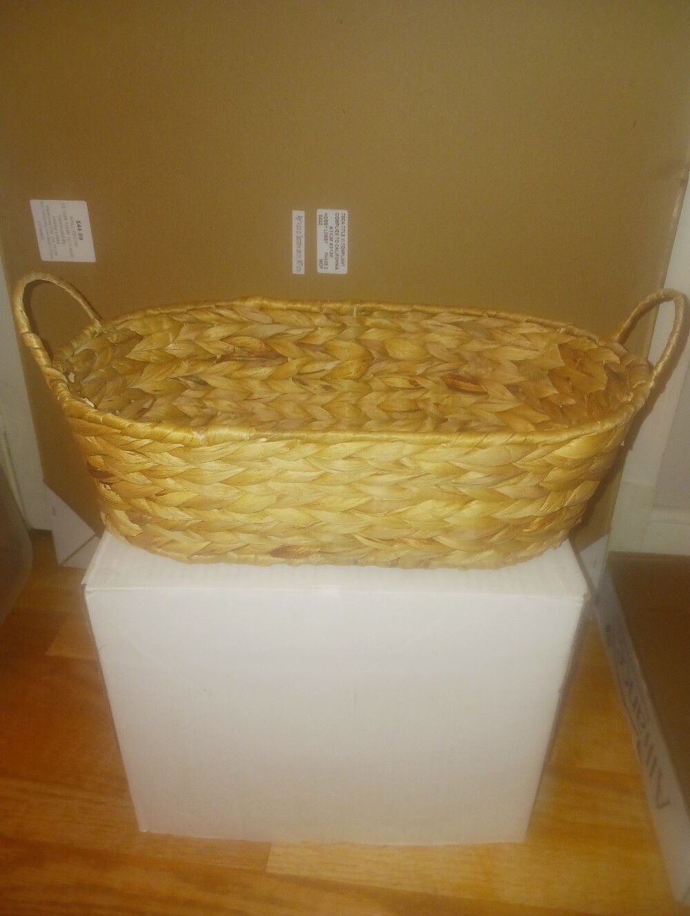 Natural Woven Seagrass Oval Storage Basket with Handles - Natural